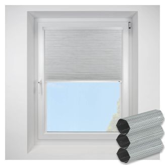 Intu Hive Silkweave Blackout Ash Pleated Blind With White Cassette
