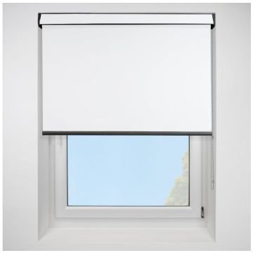 Open Cassette 70mm Urban Fr Blackout Bright White Roller Blind With Anthracite Cassette
