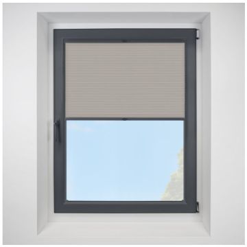 astoria1 Stone FITtoFRAME Honeycomb Pleated Blind with Anthracite Frame