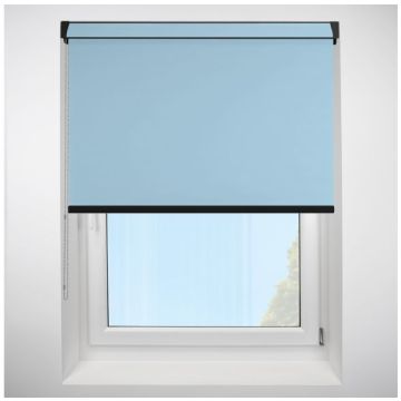 Polaris Blackout Baby Blue Grip Fit Roller Blind with Black Cassette