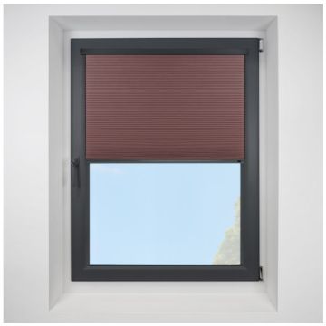 Intu Astral Blackout Red Rust Pleated Blind With Anthracite Cassette