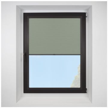 Astral Blackout Eucalyptus Perfect Fit Pleated Blinds with Black Frame