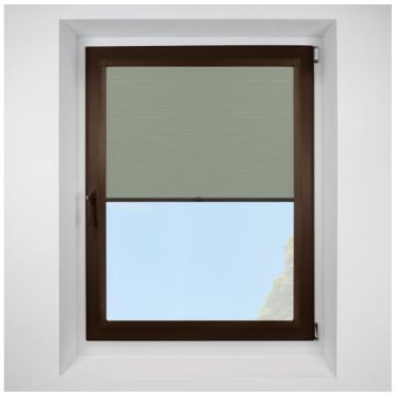 Astral Blackout Eucalyptus Perfect Fit Pleated Blinds with Brown Frame