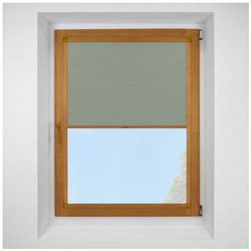 Astral Blackout Eucalyptus Perfect Fit Pleated Blinds with Golden Oak Frame