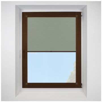 Astral Blackout Eucalyptus Perfect Fit Pleated Blinds with Mahogany Frame