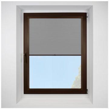 Astral Blackout Fossil Perfect Fit Pleated Blinds with Brown Frame