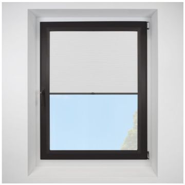 Astral Blackout Frost Perfect Fit Pleated Blinds with Black Frame