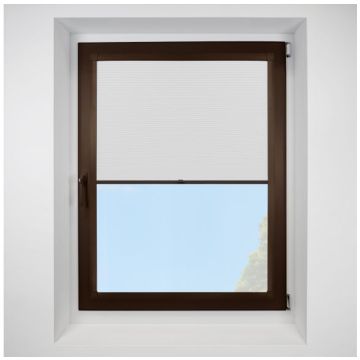 Astral Blackout Frost Perfect Fit Pleated Blinds with Brown Frame