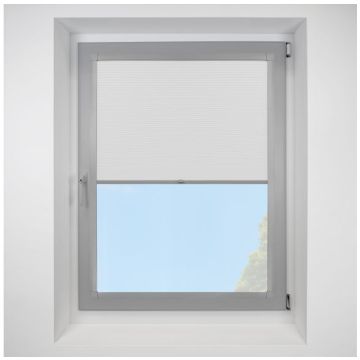 Astral Blackout Frost Perfect Fit Pleated Blinds with Light Grey Frame