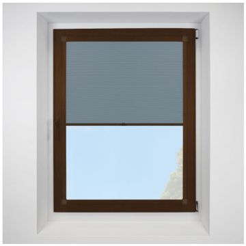 Astral Blackout Lake Blue Perfect Fit Pleated Blinds with Mahogany Frame