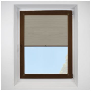 Astral Blackout Linen Perfect Fit Pleated Blinds with Mahogany Frame