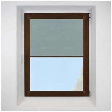 Astral Blackout Mineral Perfect Fit Pleated Blinds with Mahogany Frame