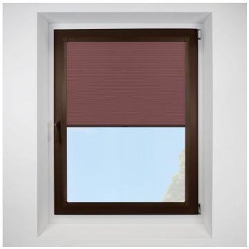 Astral Blackout Red Rust Perfect Fit Pleated Blinds with Brown Frame