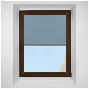 Celeste Cornflower Blue Perfect Fit Pleated Blinds with Mahogany Frame