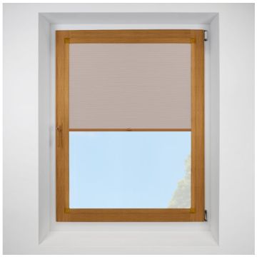 Celeste Nude Perfect Fit Pleated Blinds with Golden Oak Frame