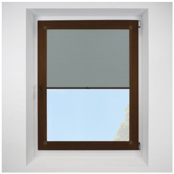 Celeste Sage Perfect Fit Pleated Blinds with Mahogany Frame