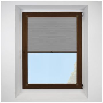 Celeste Silver Perfect Fit Pleated Blinds with Mahogany Frame