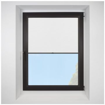 Celeste White Perfect Fit Pleated Blinds with Black Frame