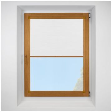 Celeste White Perfect Fit Pleated Blinds with Golden Oak Frame