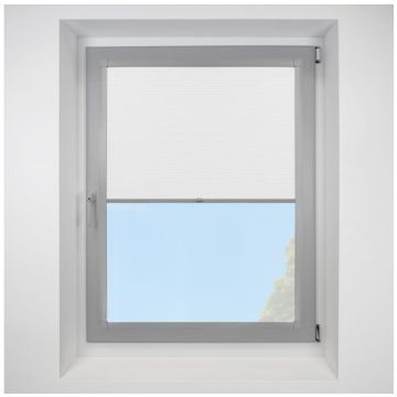 Celeste White Perfect Fit Pleated Blinds with Light Grey Frame