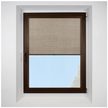 Hive Deluxe Blackout Mauve Perfect Fit Pleated Blinds with Brown Frame