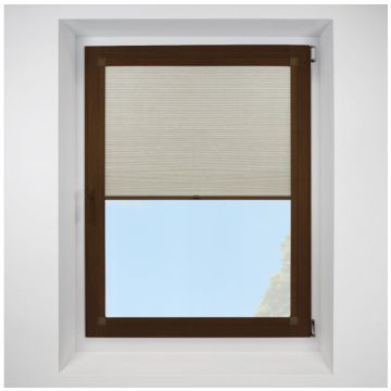 Hive Deluxe Blackout Oyster Perfect Fit Pleated Blinds with Mahogany Frame