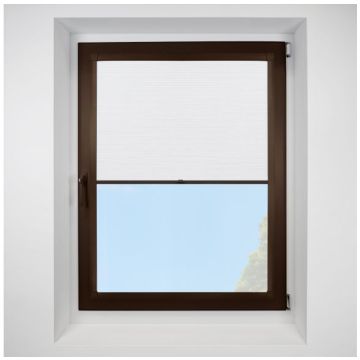 Hive Deluxe Blackout Swan Perfect Fit Pleated Blinds with Brown Frame