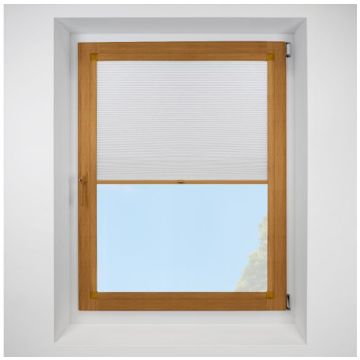 Hive Deluxe Blackout Swan Perfect Fit Pleated Blinds with Golden Oak Frame