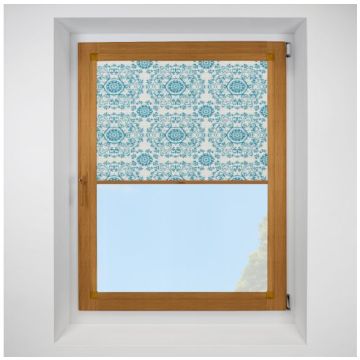 Hive Muse Blue Perfect Fit Pleated Blinds with Golden Oak Frame