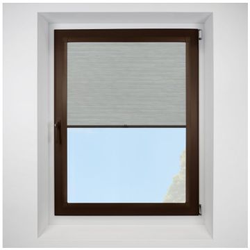 Hive Silkweave Ash Pleated Blind With Dark Brown Frame