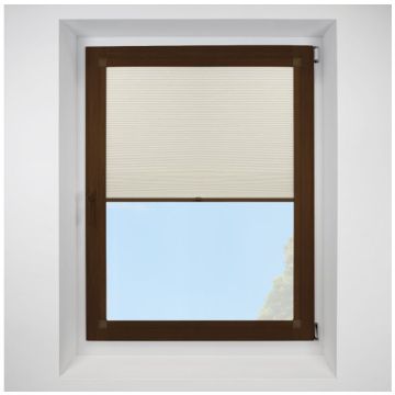 Hive Telia Oyster Perfect Fit Pleated Blinds with Mahogany Frame