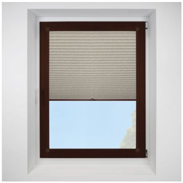 Cactus Asc Eco Stone Grey Perfect Fit Pleated Blinds with Mahogany Frame