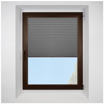 Hemp Asc Ebony Perfect Fit Pleated Blinds with Brown Frame