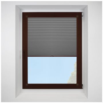 Hemp Asc Ebony Perfect Fit Pleated Blinds with Mahogany Frame