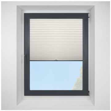 Hemp Asc Porcelain Perfect Fit Pleated Blinds with Anthracite Frame