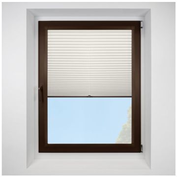 Hemp Asc Porcelain Perfect Fit Pleated Blinds with Brown Frame