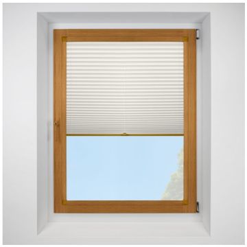 Hemp Asc Porcelain Perfect Fit Pleated Blinds with Golden Oak Frame