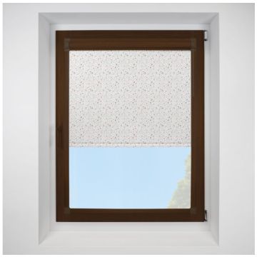 Cotton Flower Blush Perfect Fit Chain Operated Roller Blind with Mahogany Frame