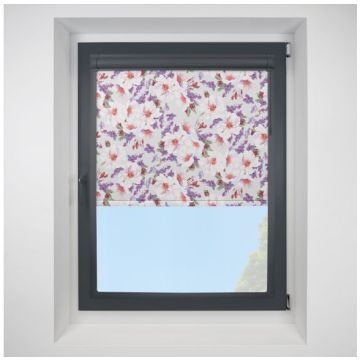 Monet Sheer Flower Perfect Fit Chain Operated Roller Blind with Anthracite Frame