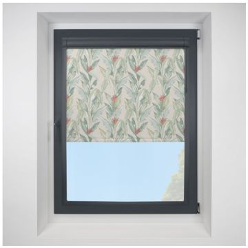 Paradise Palm Blackout Green Perfect Fit Chain Operated Roller Blind with Anthracite Frame