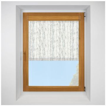 Swedish Silver Birch Perfect Fit Chain Operated Roller Blind with Golden Oak Frame