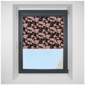 Azalea blackout Pink Perfect Fit Roller Motorised Blind with Anthracite Frame