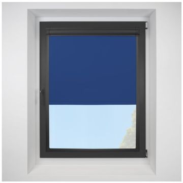 Banlight Duo FR Glacier Blue Perfect Fit Roller Motorised Blind with Black Frame