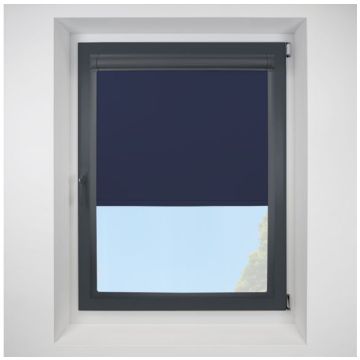 Banlight Duo FR Navy Perfect Fit Roller Motorised Blind with Anthracite Frame