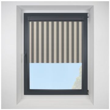 Brighton Stripe Blackout Charcoal Perfect Fit Roller Motorised Blind with Anthracite Frame