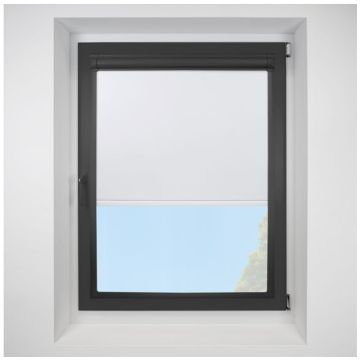 Ex Lite Blackout White Perfect Fit Roller Motorised Blind with Black Frame