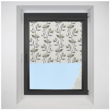 Lily Meadow Sage Perfect Fit Roller Motorised Blind with Black Frame
