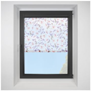 Monet Sheer Flower Perfect Fit Roller Motorised Blind with Black Frame