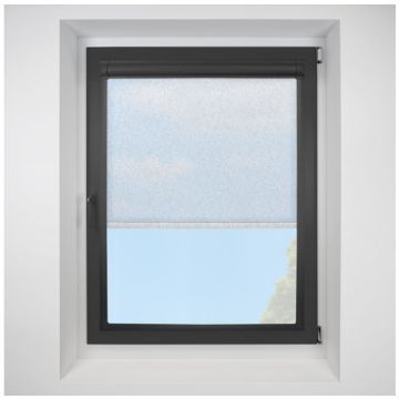 Petal White Perfect Fit Roller Motorised Blind with Black Frame