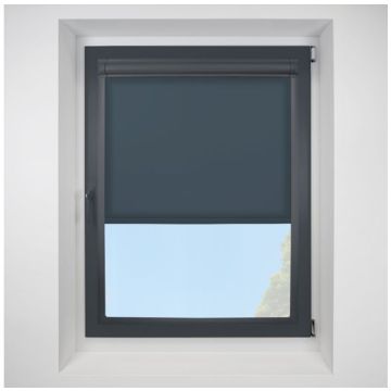 Pop Berton Blue Perfect Fit Roller Motorised Blind with Anthracite Frame